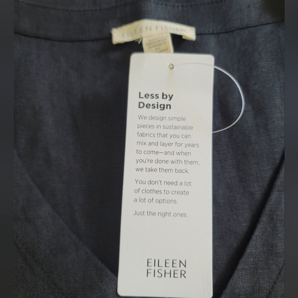 NWT EILEEN FISHER Black Linen Sleeveless Button Front Long Tunic, Size S/P - Picture 6 of 10